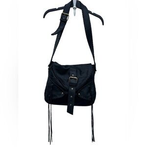 Aaneta Large Black Leather Hobo Crossbody Bag EUC